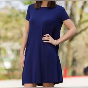 Piko 1988 Medium Midi Dress Dark Blue Stretch Pockets Bamboo/spandex blend